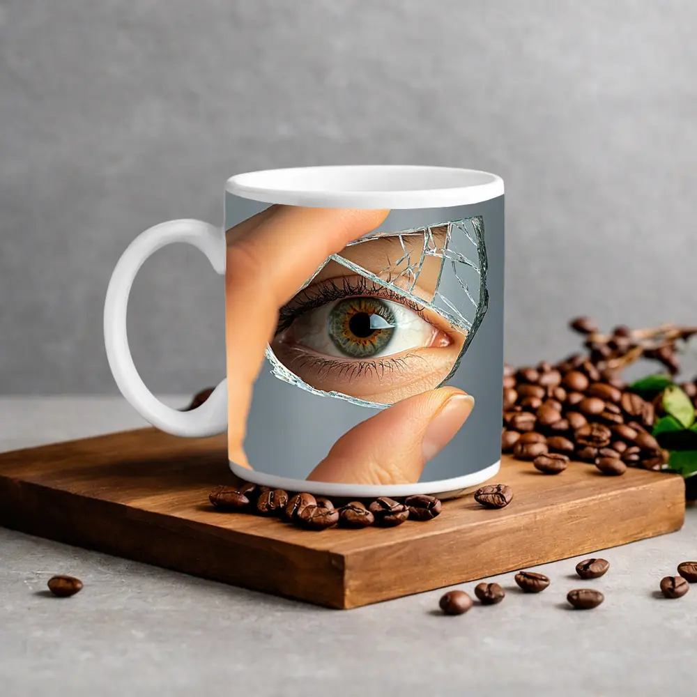 Eye Reflection In Broken Mirror Shard – Mugs
