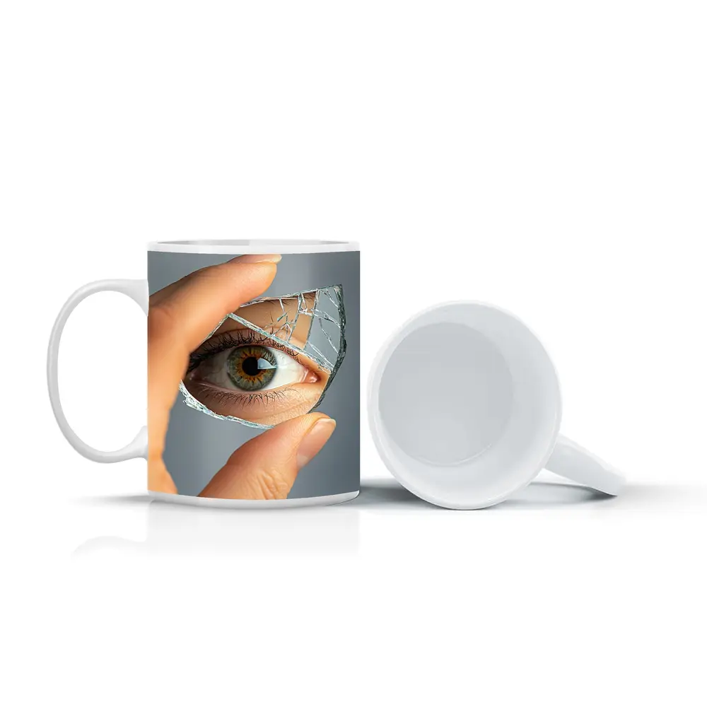 Eye Reflection In Broken Mirror Shard – Mugs