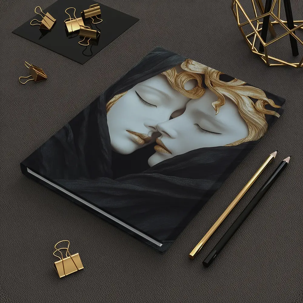 Two White Sculpture Faces Gold Hair – Notebooks