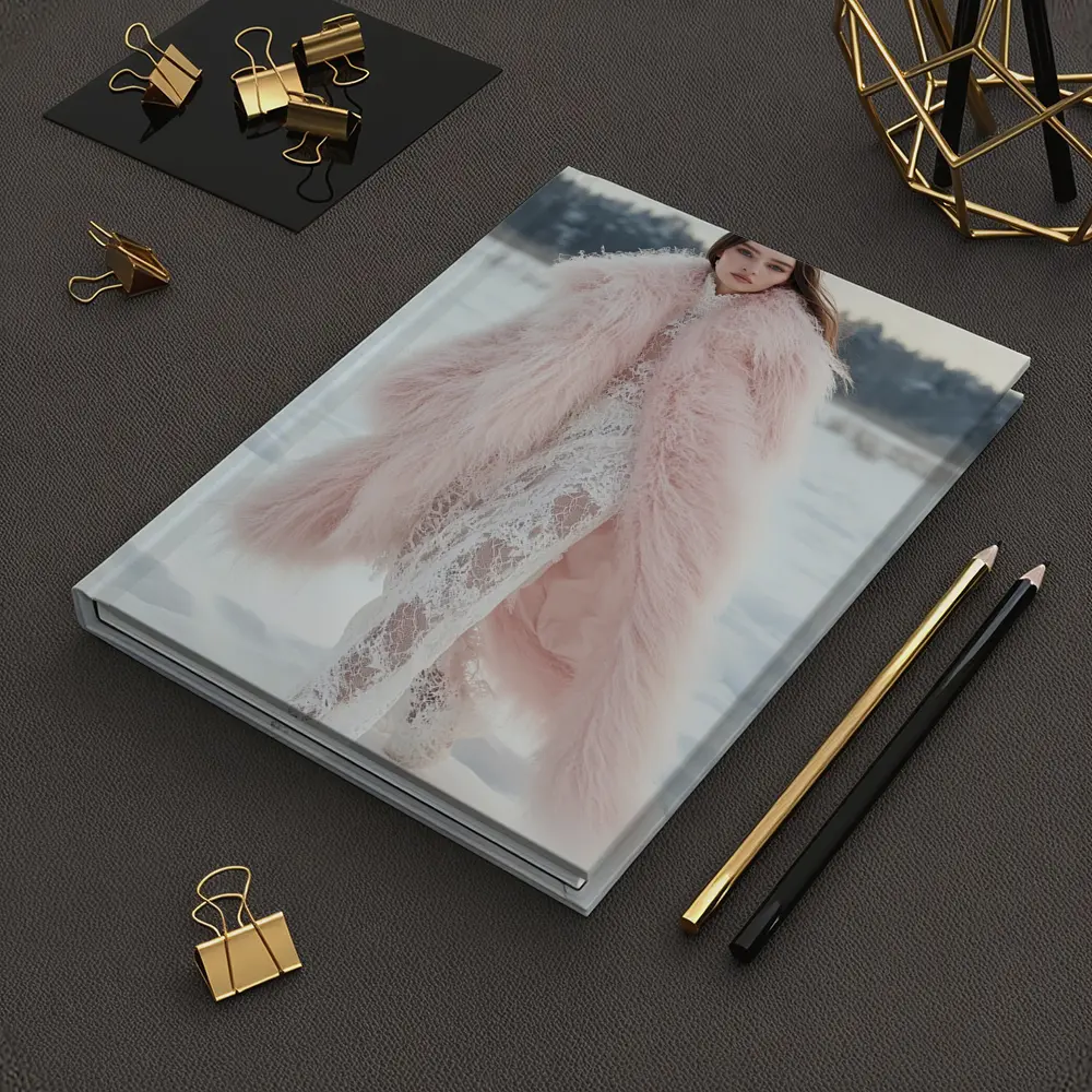 Pink Fur Coat Woman Snow Winter – Notebooks