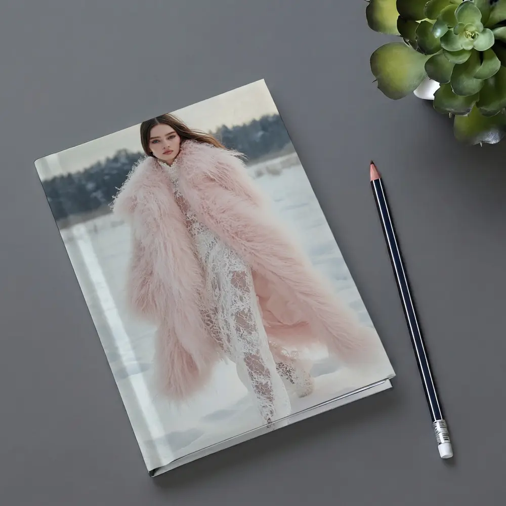 Pink Fur Coat Woman Snow Winter – Notebooks