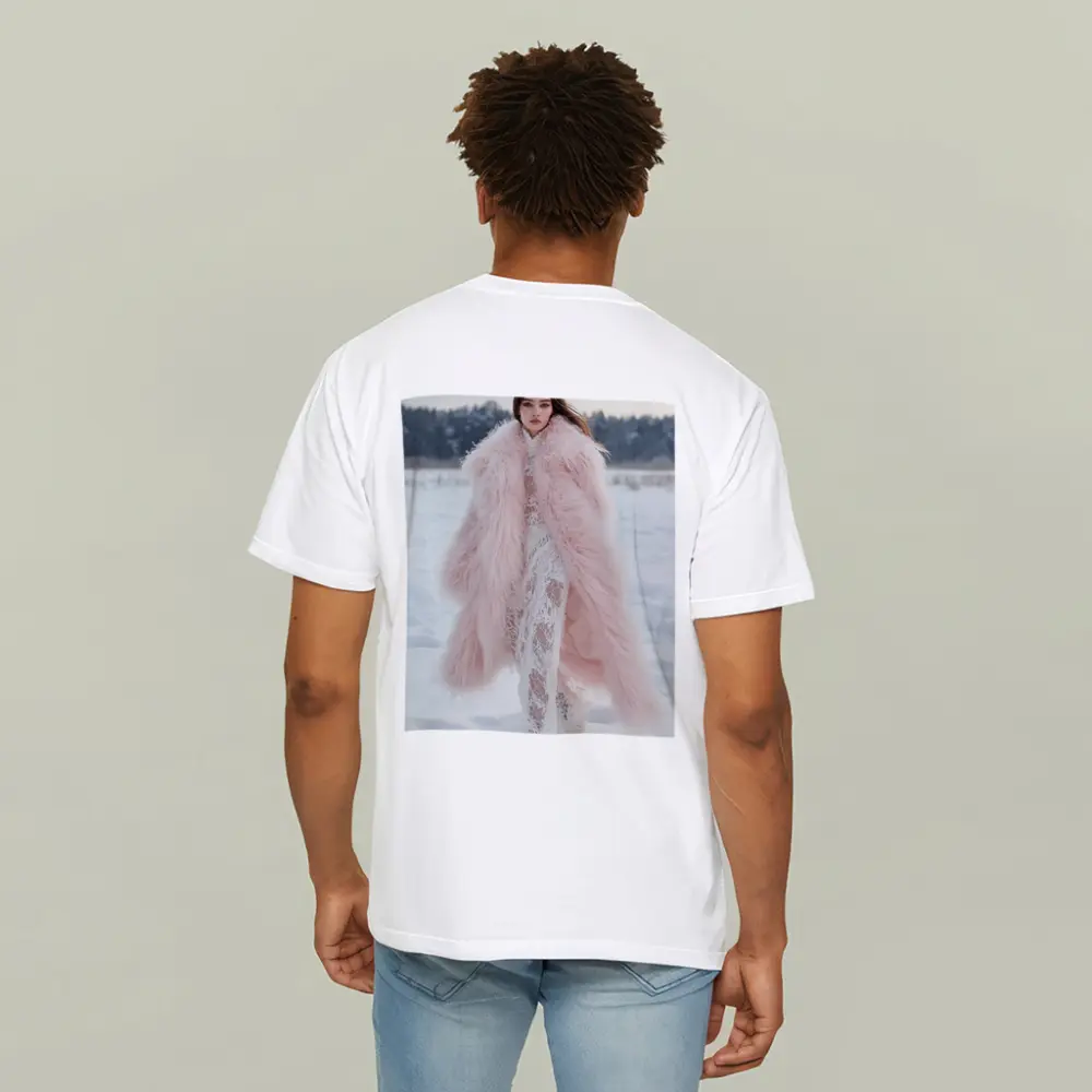Pink Fur Coat Woman Snow Winter – T-Shirts