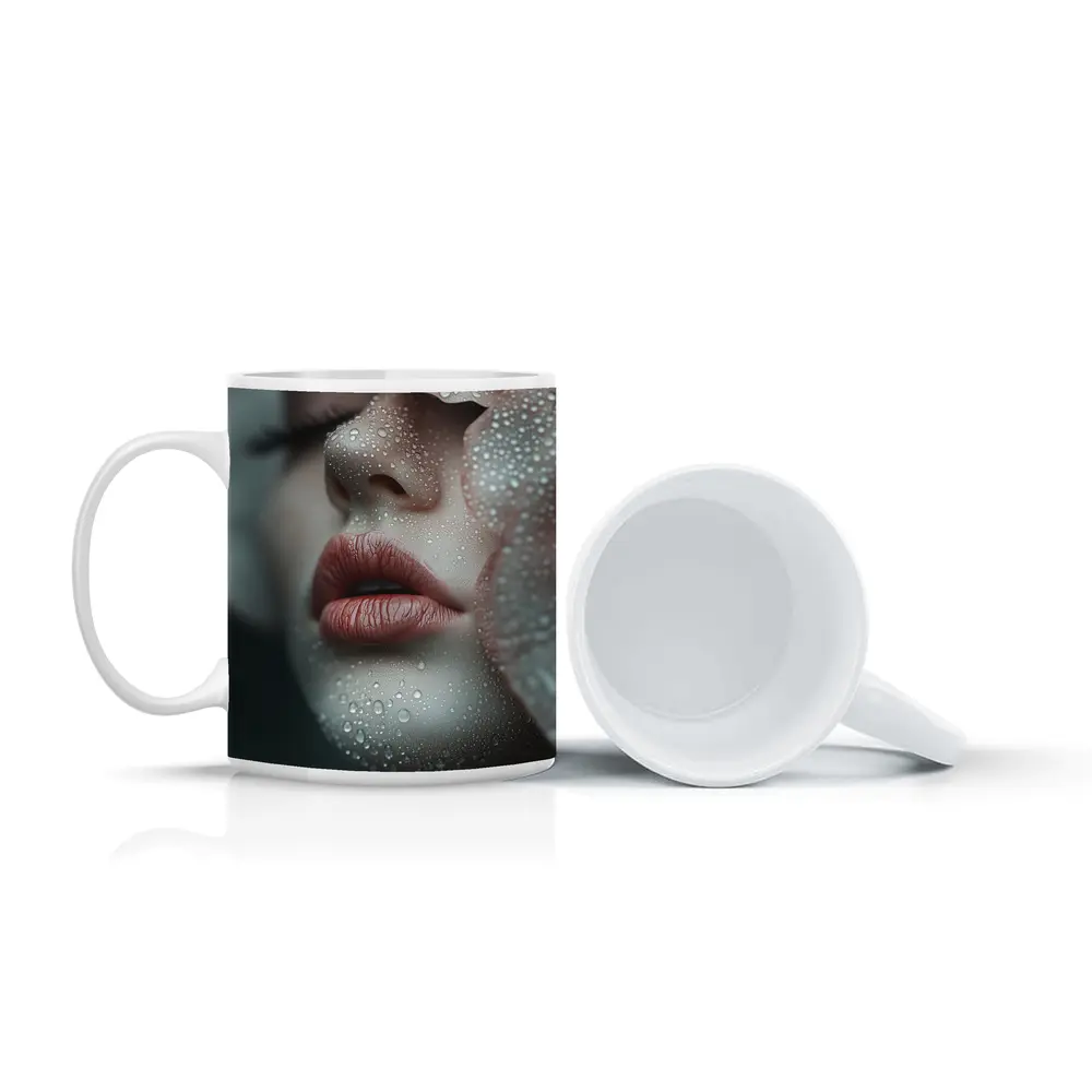 Woman Face Close Up With Water Drops – Mugs