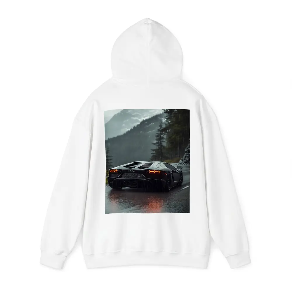 Lamborghini Aventador Black Rainy Mountain Road – Hoodies