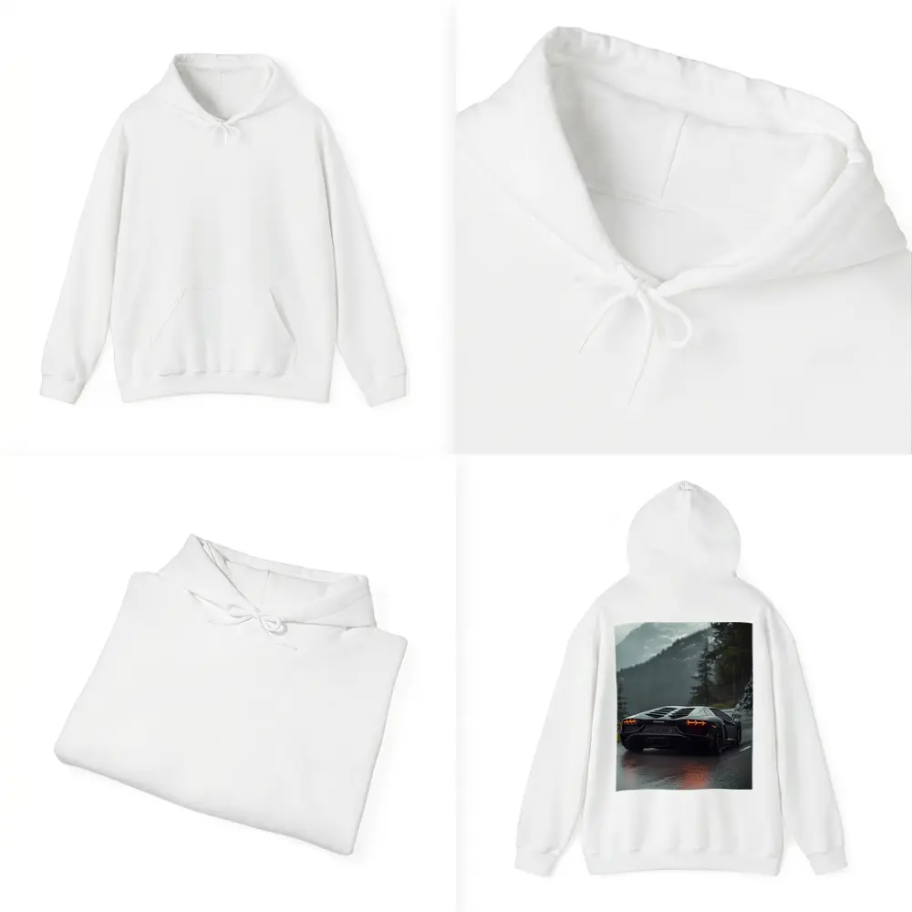 Lamborghini Aventador Black Rainy Mountain Road – Hoodies