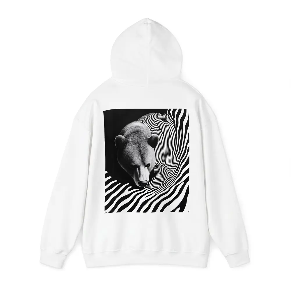 Black White Bear Op Art Striped Pattern – Hoodies