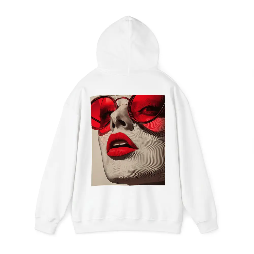 Woman Red Sunglasses Bold Lips Line Art – Hoodies