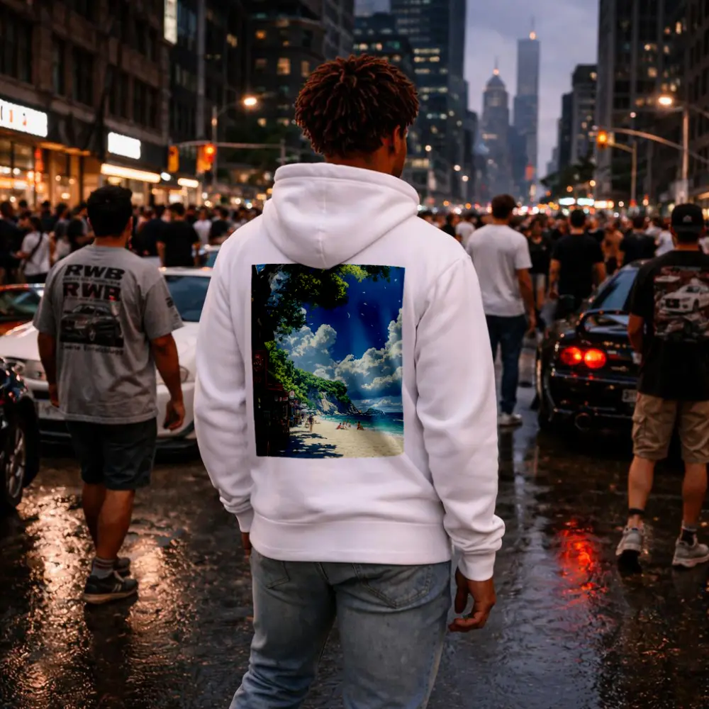Anime Beach Promenade Blue Sky Summer – Hoodies