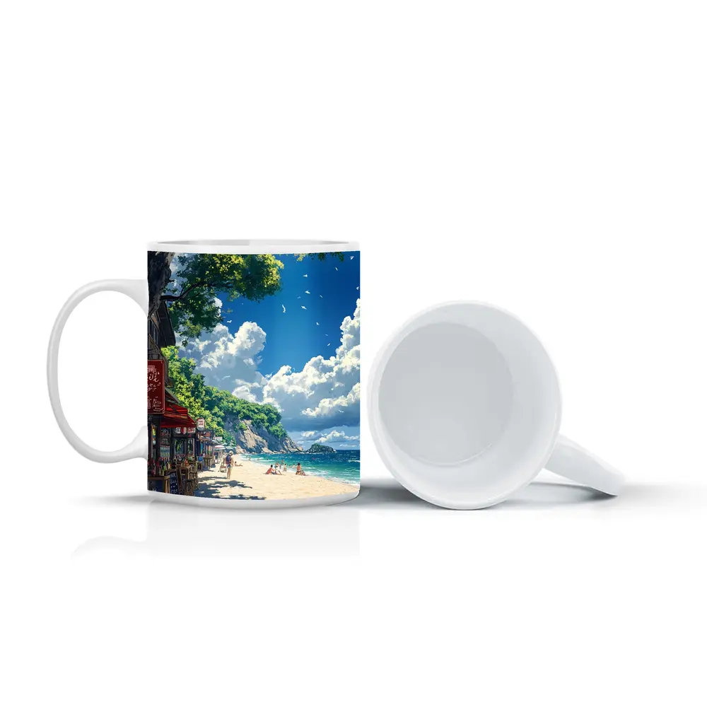 Anime Beach Promenade Blue Sky Summer – Mugs