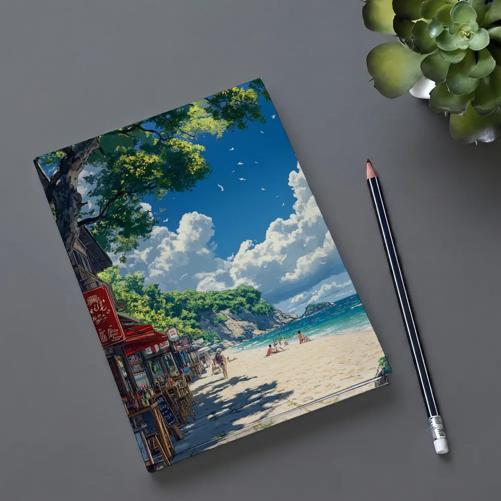 Anime Beach Promenade Blue Sky Summer – Notebooks