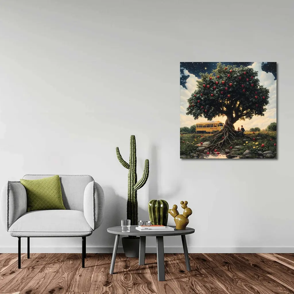 Strawberry Tree Couple Bus Starry Night – Wall Art