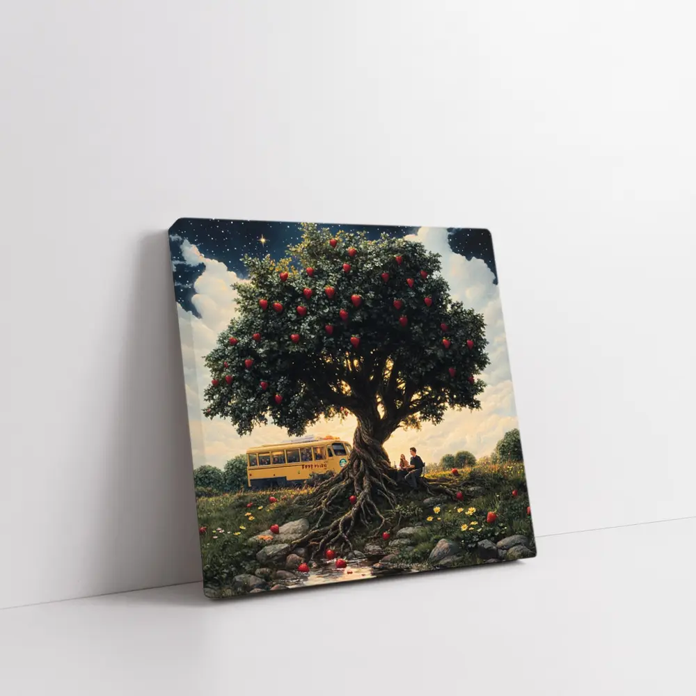 Strawberry Tree Couple Bus Starry Night – Wall Art