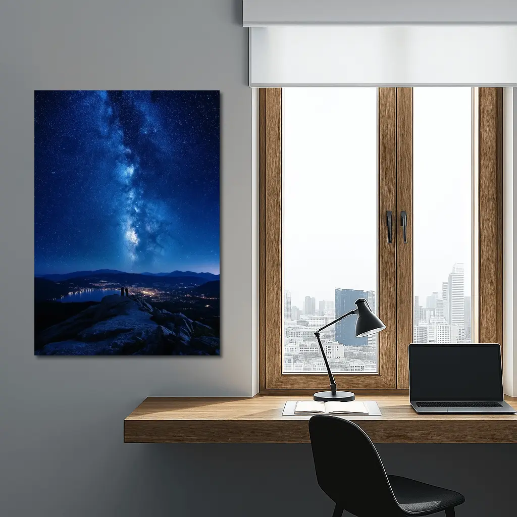 Milky Way Over Mountain City Night – Wall Art