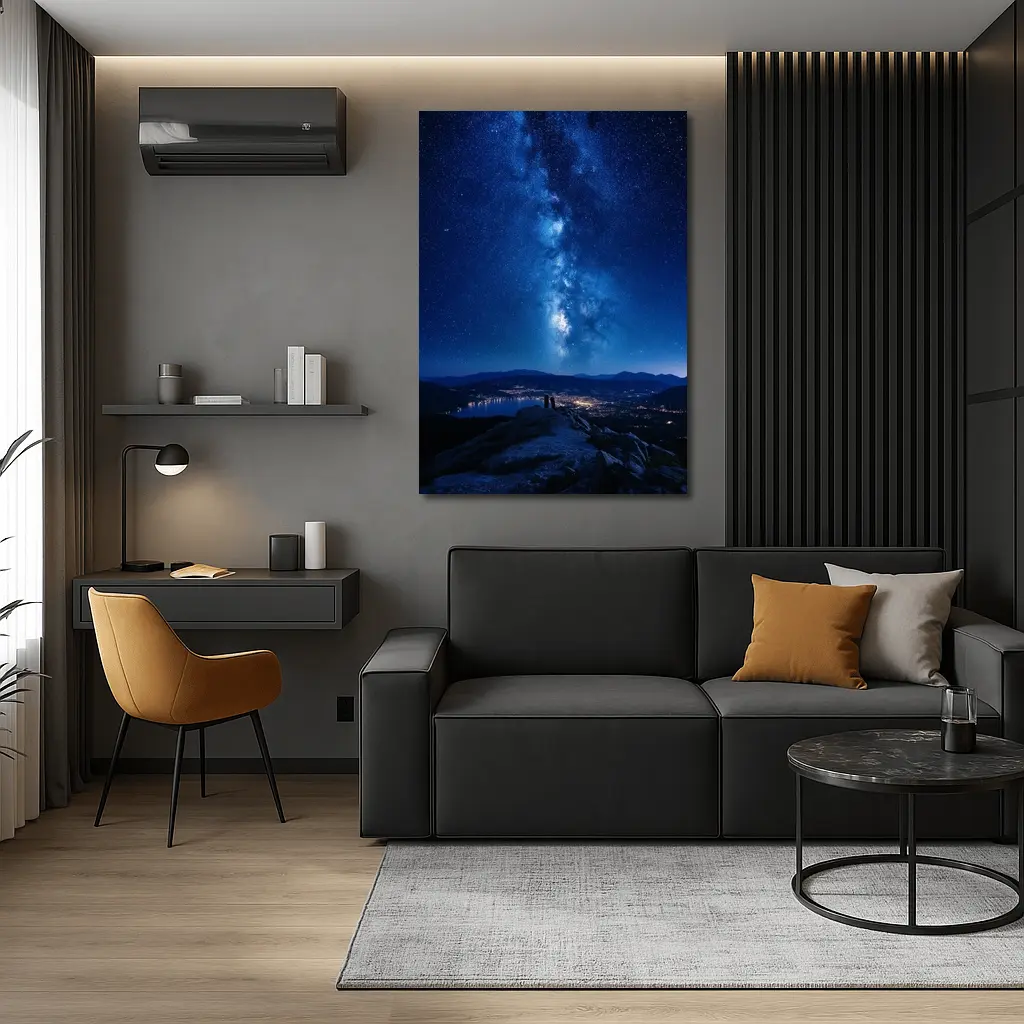 Milky Way Over Mountain City Night – Wall Art