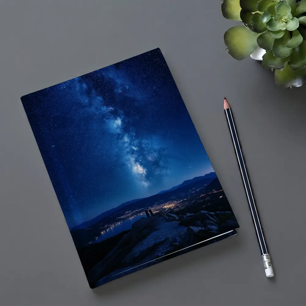 Milky Way Over Mountain City Night – Notebooks