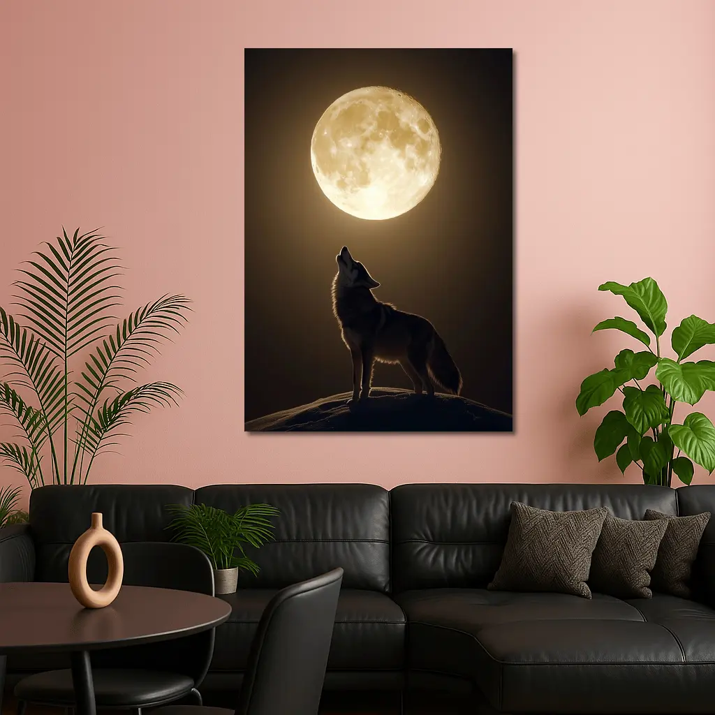 Wolf Howling At Full Moon Night – Wall Art