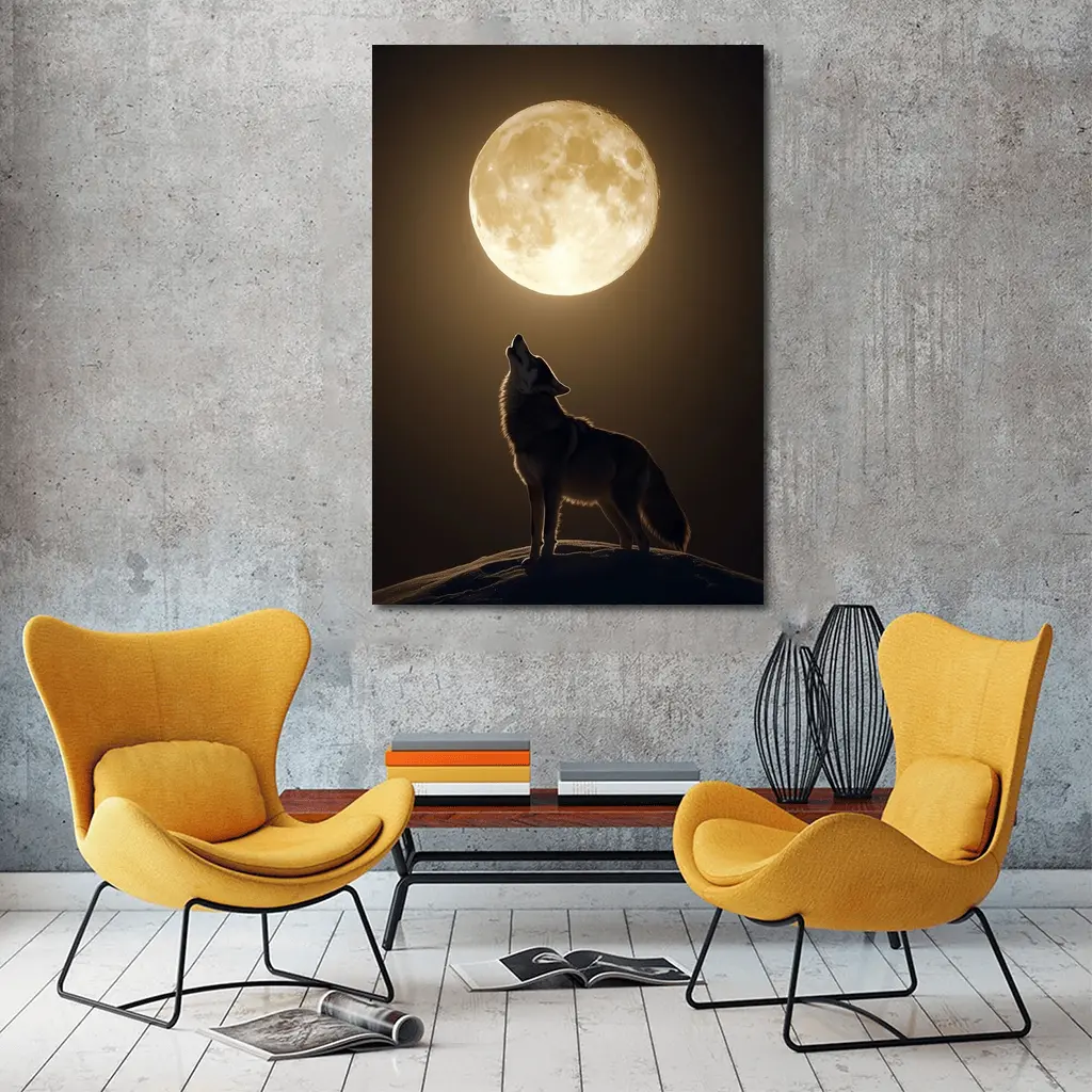 Wolf Howling At Full Moon Night – Wall Art
