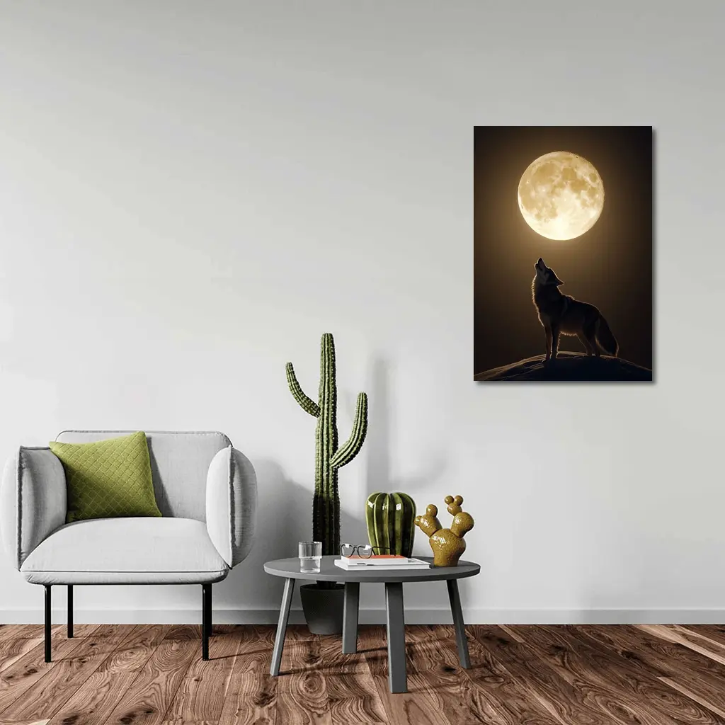 Wolf Howling At Full Moon Night – Wall Art