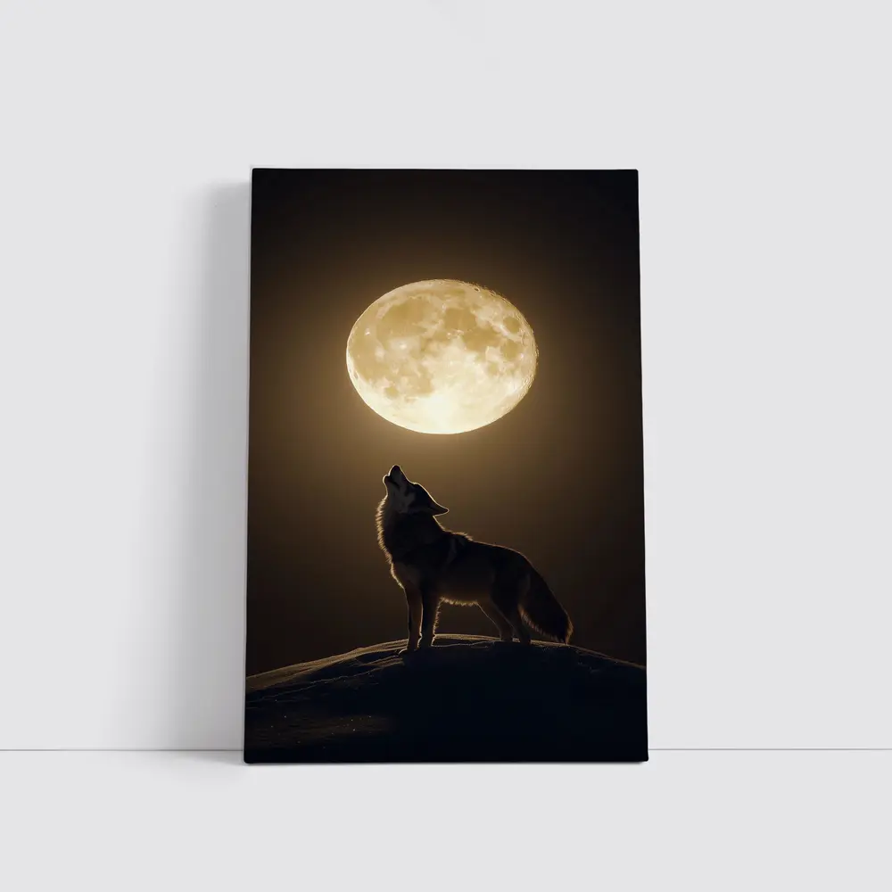 Wolf Howling At Full Moon Night – Wall Art
