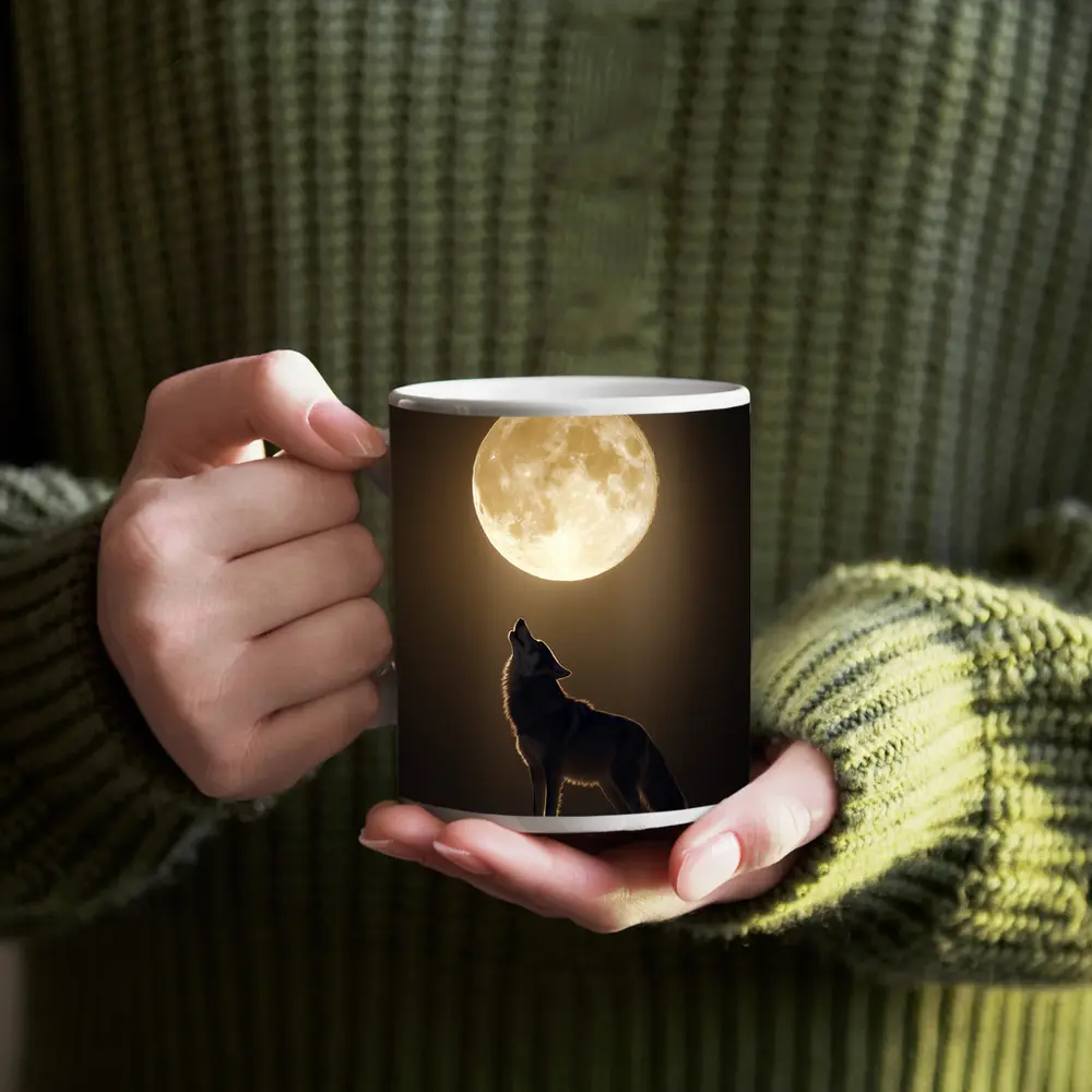 Wolf Howling At Full Moon Night – Mugs