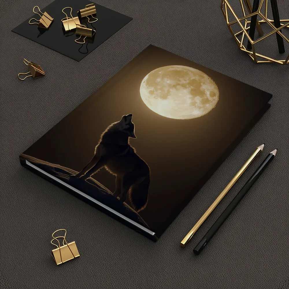 Wolf Howling At Full Moon Night – Notebooks