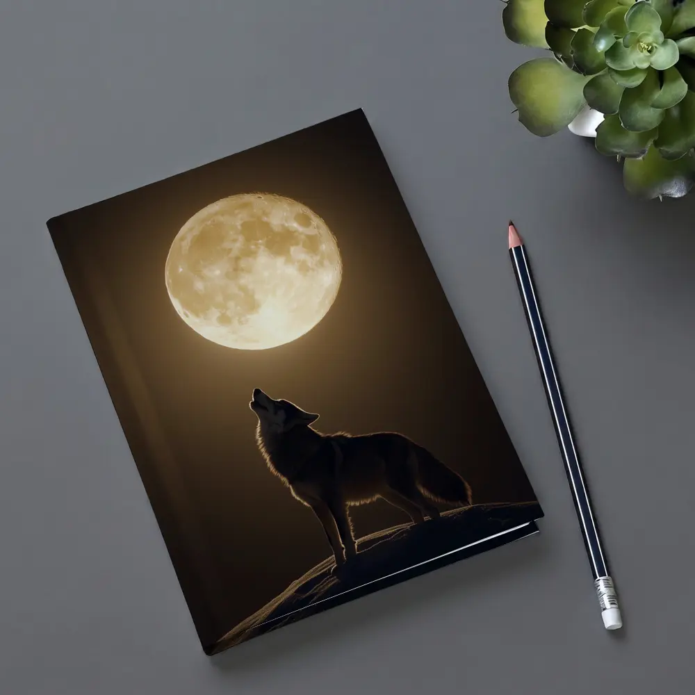 Wolf Howling At Full Moon Night – Notebooks