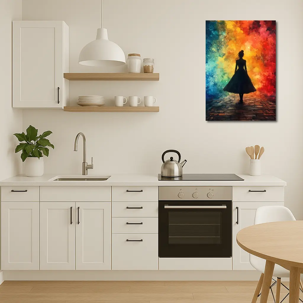 Woman Silhouette Colorful Watercolor Smoke Background – Wall Art