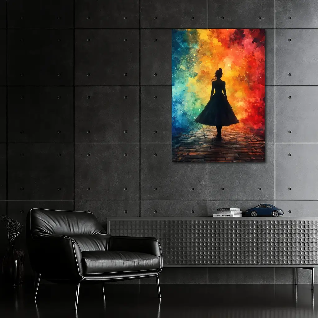 Woman Silhouette Colorful Watercolor Smoke Background – Wall Art