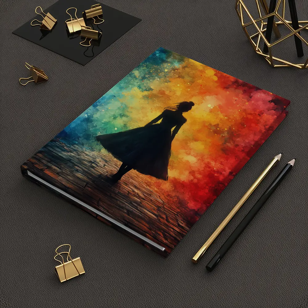 Woman Silhouette Colorful Watercolor Smoke Background – Notebooks