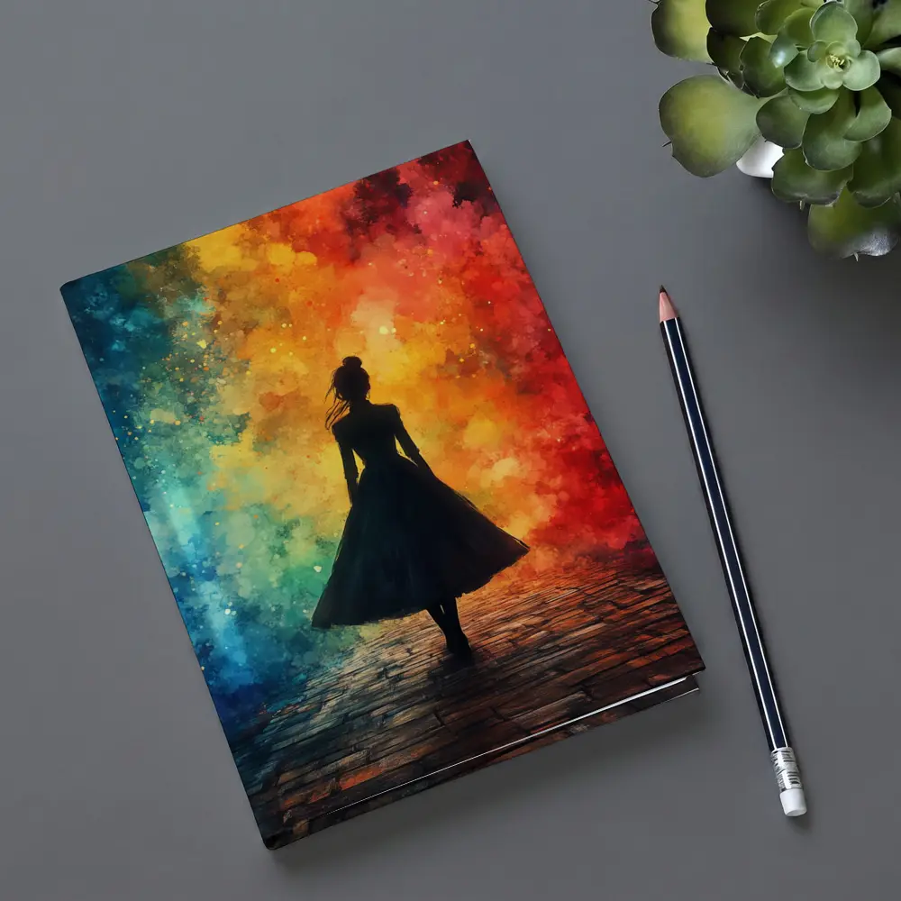 Woman Silhouette Colorful Watercolor Smoke Background – Notebooks