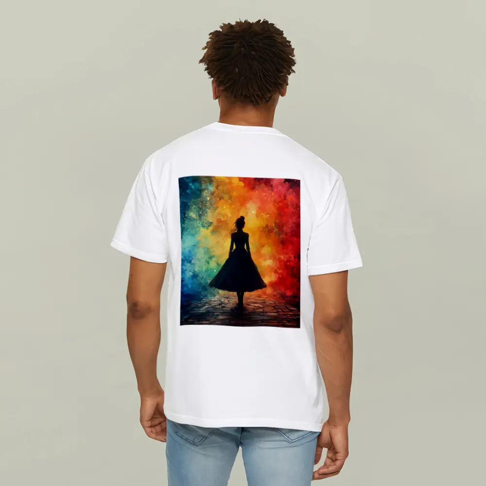 Woman Silhouette Colorful Watercolor Smoke Background – T-Shirts