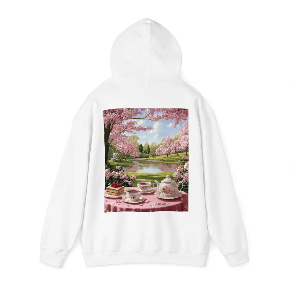 Cherry Blossom Tea Table Spring Park Scene – Hoodies