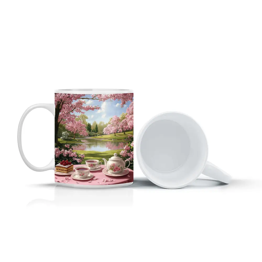 Cherry Blossom Tea Table Spring Park Scene – Mugs