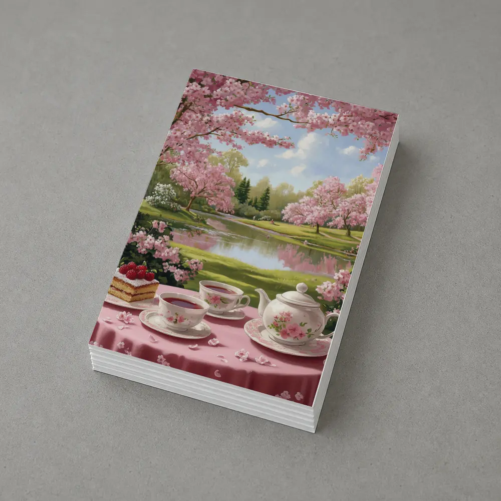 Cherry Blossom Tea Table Spring Park Scene – Postcards