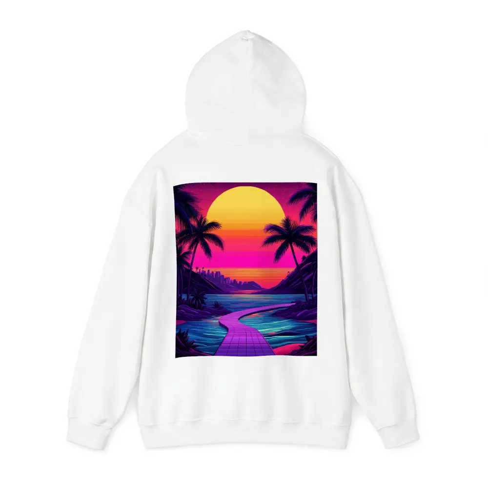 Retrowave Tropical Sunset Palm Tree Scene – Hoodies