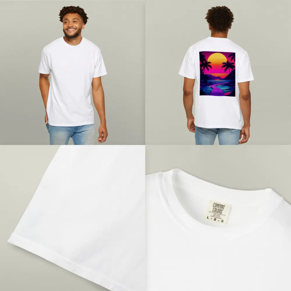 Retrowave Tropical Sunset Palm Tree Scene – T-Shirts