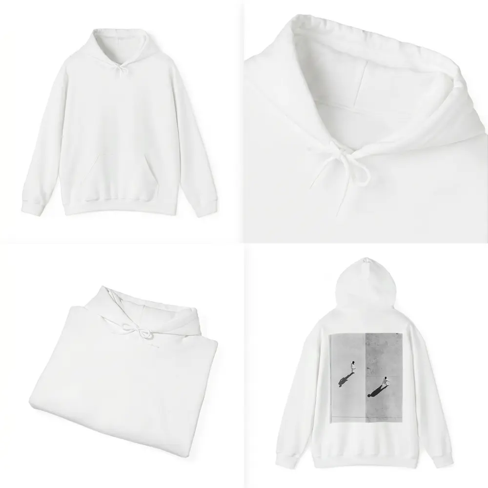 Two Figures Walking Aerial Black White – Hoodies