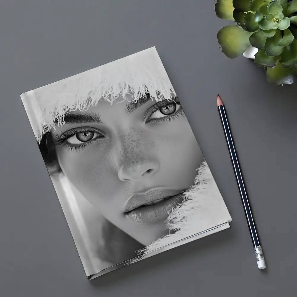 Black and White Portrait Woman Fur Hat – Notebooks