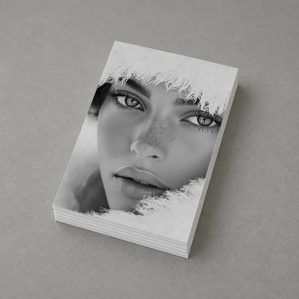 Black and White Portrait Woman Fur Hat – Postcards
