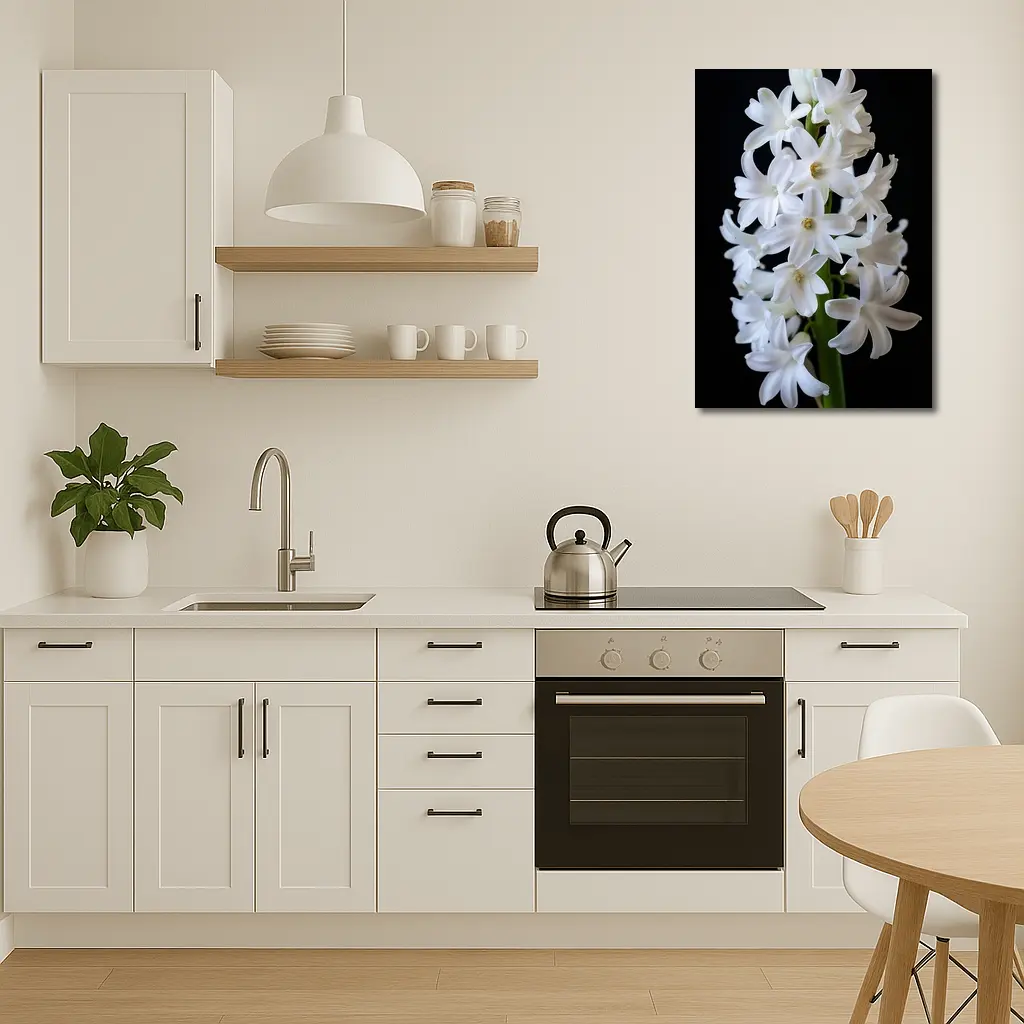 White Hyacinth Flower Black Background – Wall Art
