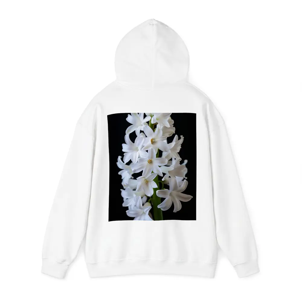 White Hyacinth Flower Black Background – Hoodies