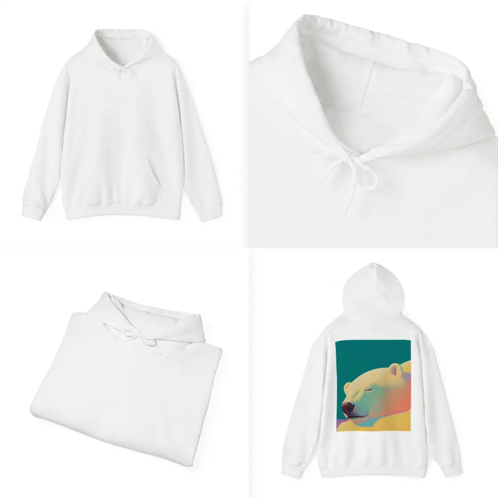 Sleeping Polar Bear Colorful Floral Background Art – Hoodies