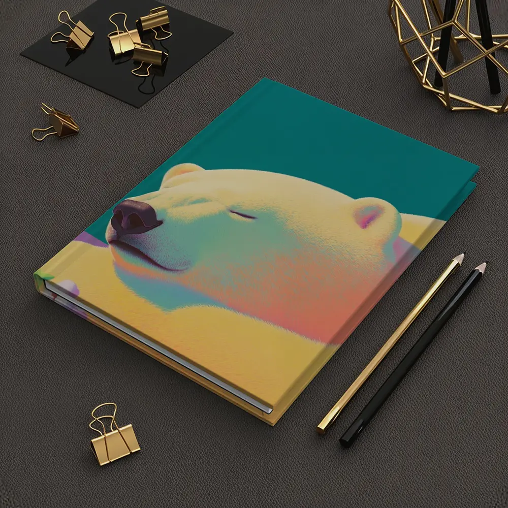 Sleeping Polar Bear Colorful Floral Background Art – Notebooks
