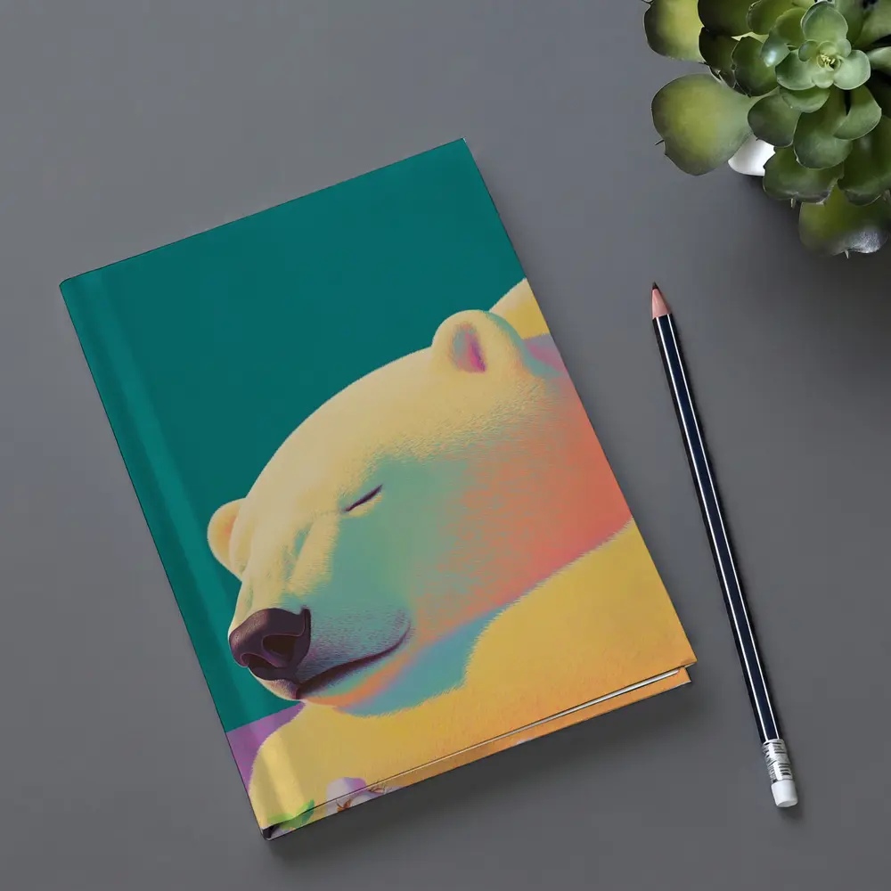 Sleeping Polar Bear Colorful Floral Background Art – Notebooks