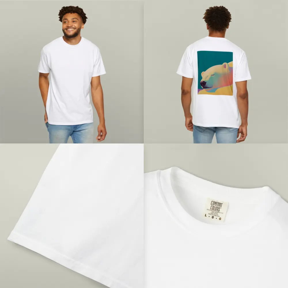 Sleeping Polar Bear Colorful Floral Background Art – T-Shirts