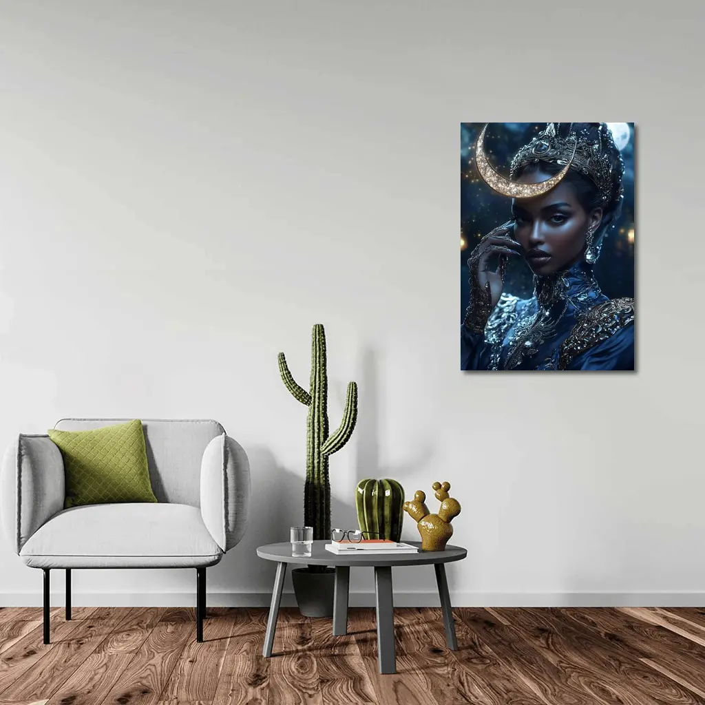 Moon Goddess Queen Dark Fantasy Portrait – Wall Art