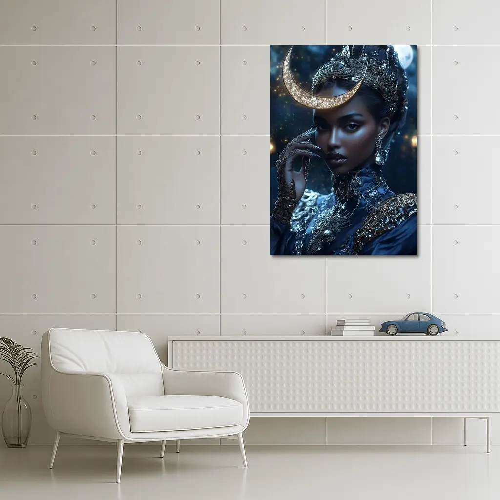 Moon Goddess Queen Dark Fantasy Portrait – Wall Art