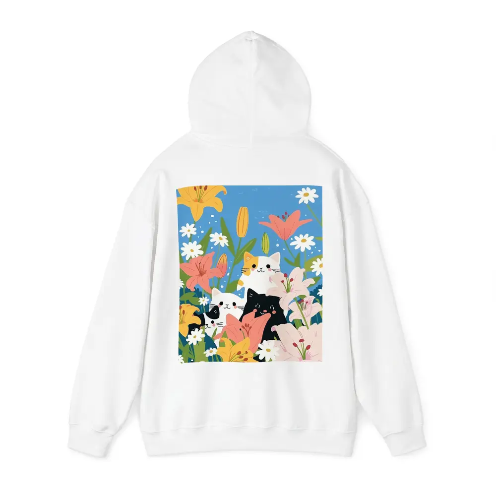 Cute Cats Among Lilies Floral Garden – Hoodies