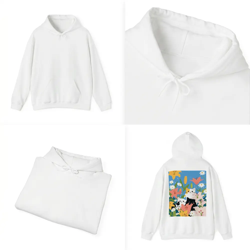 Cute Cats Among Lilies Floral Garden – Hoodies