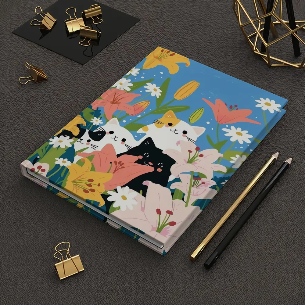 Cute Cats Among Lilies Floral Garden – Notebooks